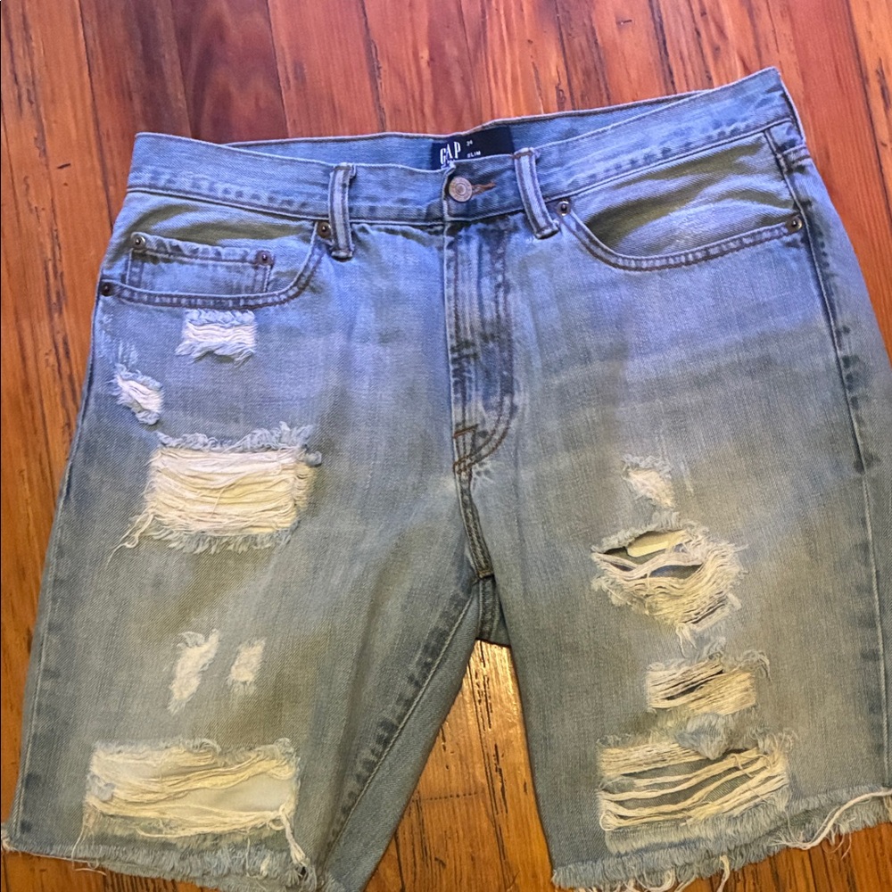 GAP Ripped Blue Denim Shorts